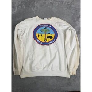 Vintage 1990 Operation Desert Shield Pullover Sweatshirt Men's Size XL White